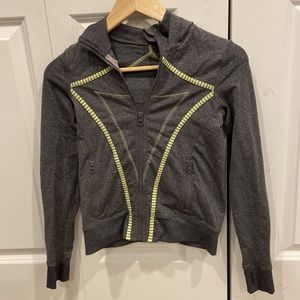 Ivivva Grey & Yellow Hooded Light Jacket/Sweater